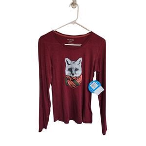 NWT Columbia Women's Fox Graphic Holiday Long Sleeve Tee Skiing Layering XS